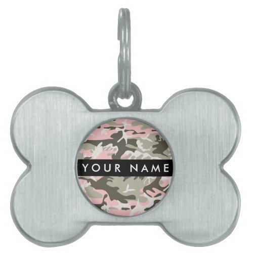 Pink and Green Camouflage Your name Personalize Pet ID Tag