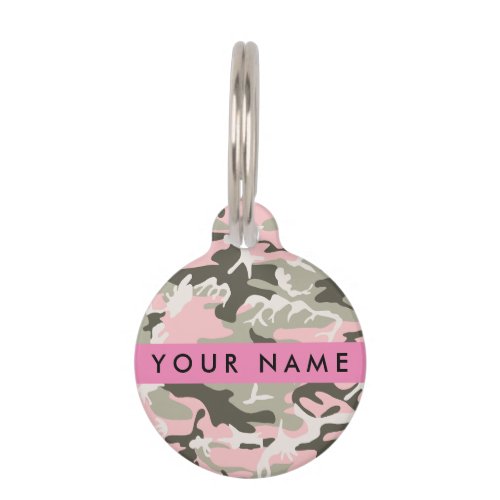 Pink and Green Camouflage Your name Personalize Pet ID Tag