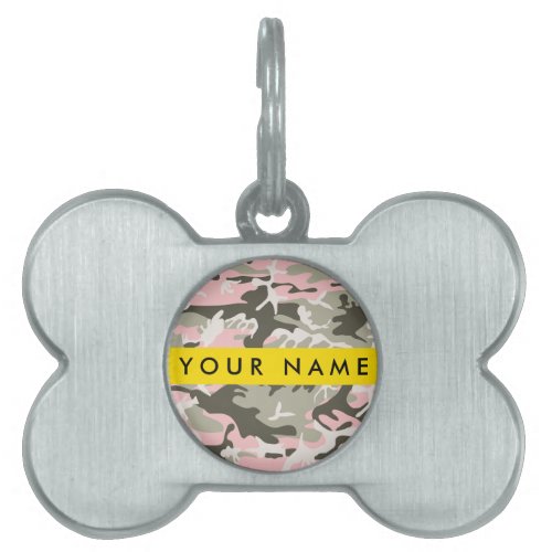 Pink and Green Camouflage Your name Personalize Pet ID Tag