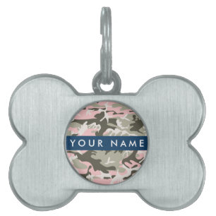 Pink and Green Camouflage Your name Personalize Pet ID Tag