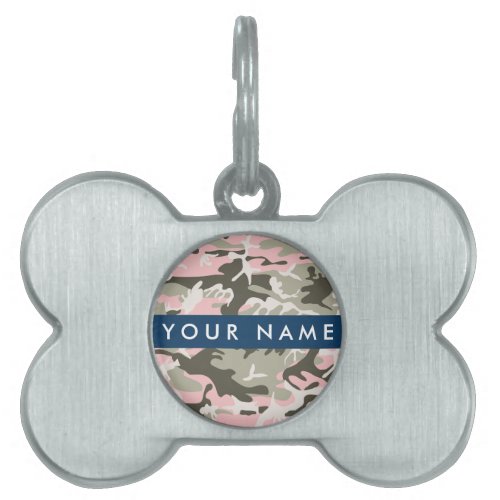 Pink and Green Camouflage Your name Personalize Pet ID Tag