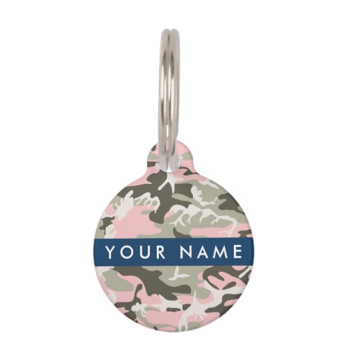 Pink and Green Camouflage Your name Personalize Pet ID Tag