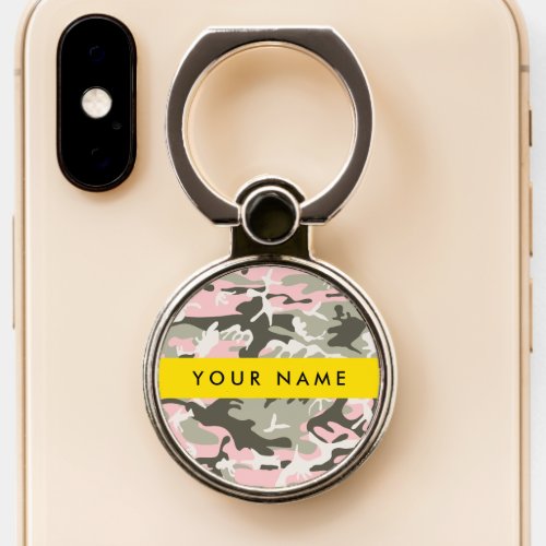 Pink and Green Camouflage Your name Personalize Phone Ring Stand