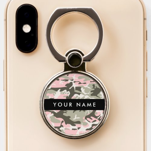 Pink and Green Camouflage Your name Personalize Phone Ring Stand