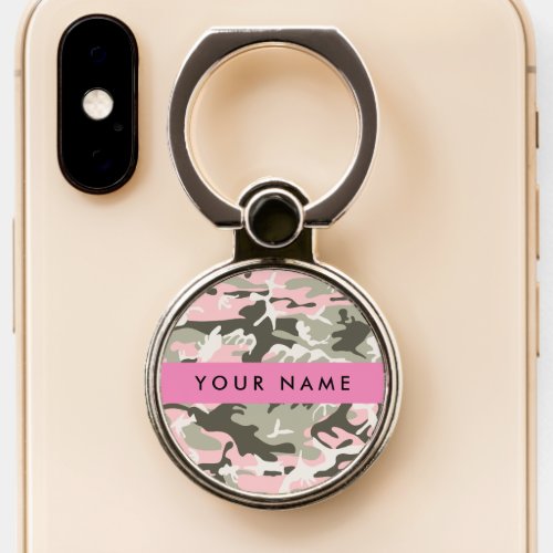 Pink and Green Camouflage Your name Personalize Phone Ring Stand