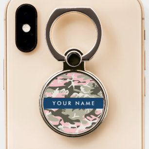 Pink and Green Camouflage Your name Personalize Phone Ring Stand