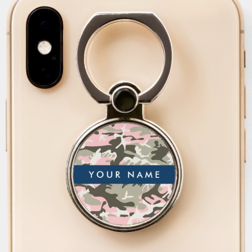 Pink and Green Camouflage Your name Personalize Phone Ring Stand