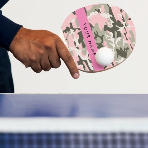 Pink and Green Camouflage Your name Personalize Ping Pong Paddle