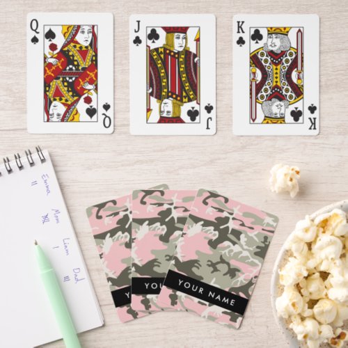 Pink and Green Camouflage Your name Personalize Pinochle Cards