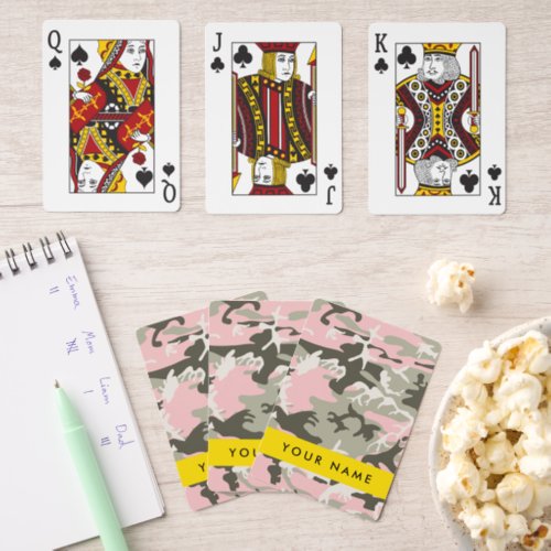 Pink and Green Camouflage Your name Personalize Pinochle Cards