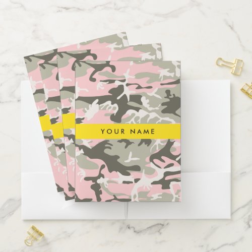 Pink and Green Camouflage Your name Personalize Pocket Folder