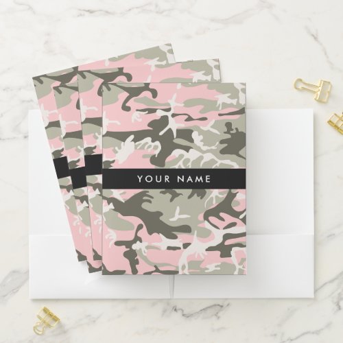 Pink and Green Camouflage Your name Personalize Pocket Folder