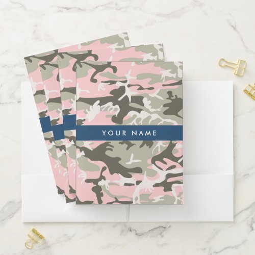 Pink and Green Camouflage Your name Personalize Pocket Folder