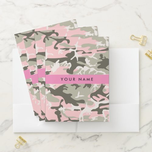 Pink and Green Camouflage Your name Personalize Pocket Folder