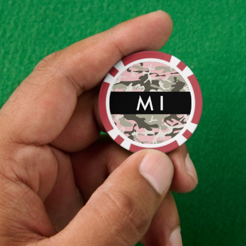 Pink and Green Camouflage Your name Personalize Poker Chips