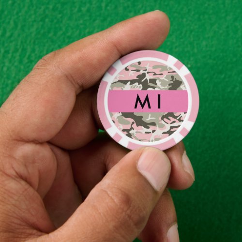 Pink and Green Camouflage Your name Personalize Poker Chips