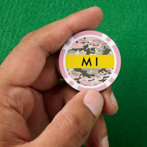 Pink and Green Camouflage Your name Personalize Poker Chips