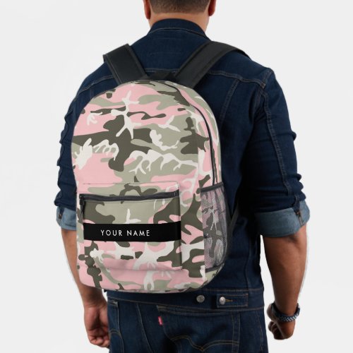 Pink and Green Camouflage Your name Personalize Printed Backpack