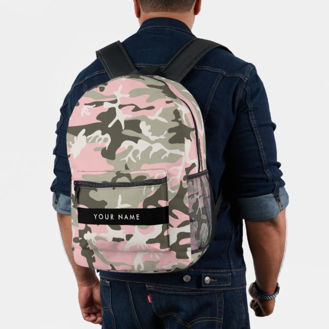 Pink and Green Camouflage Your name Personalize Printed Backpack (Insitu (Model))