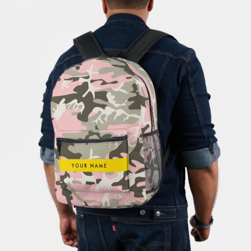 Pink and Green Camouflage Your name Personalize Printed Backpack