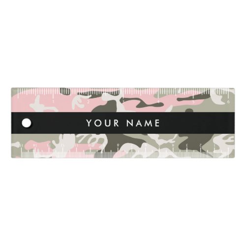 Pink and Green Camouflage Your name Personalize Ruler