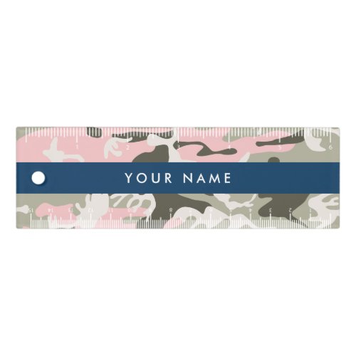 Pink and Green Camouflage Your name Personalize Ruler