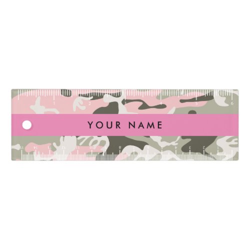 Pink and Green Camouflage Your name Personalize Ruler