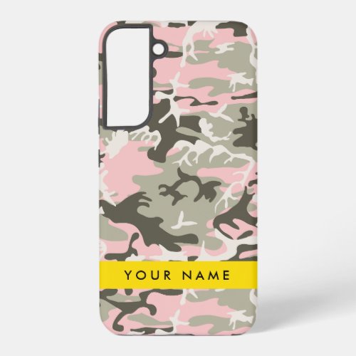 Pink and Green Camouflage Your name Personalize Samsung Galaxy S22 Case