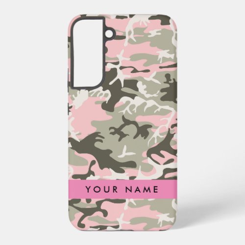 Pink and Green Camouflage Your name Personalize Samsung Galaxy S22 Case