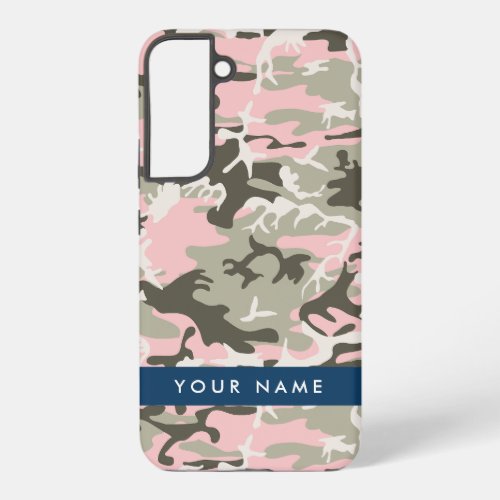 Pink and Green Camouflage Your name Personalize Samsung Galaxy S22 Case