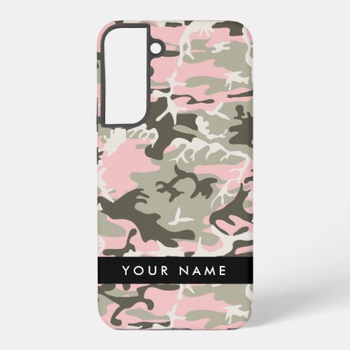 Pink and Green Camouflage Your name Personalize Samsung Galaxy S22 Case