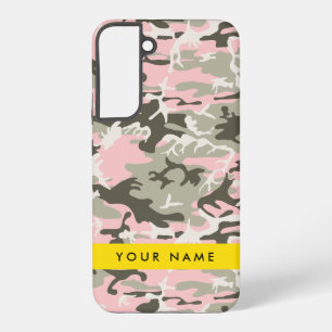 Pink and Green Camouflage Your name Personalize Samsung Galaxy S22+ Case