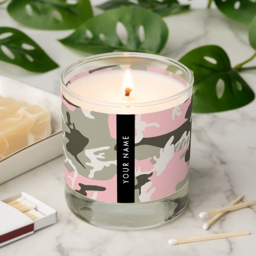 Pink and Green Camouflage Your name Personalize Scented Candle