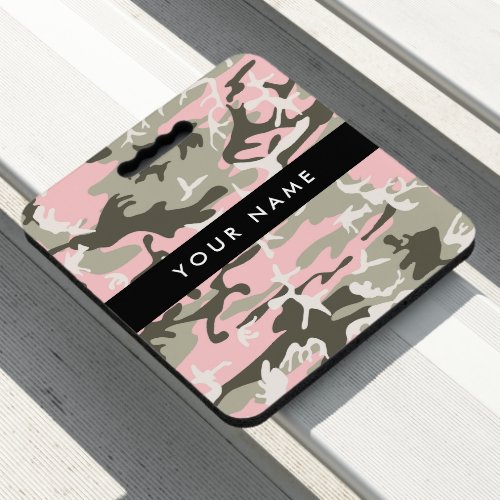 Pink and Green Camouflage Your name Personalize Seat Cushion