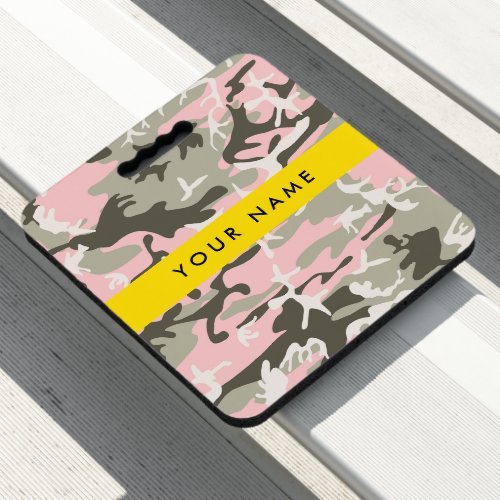 Pink and Green Camouflage Your name Personalize Seat Cushion