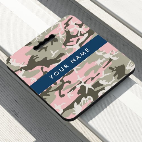 Pink and Green Camouflage Your name Personalize Seat Cushion