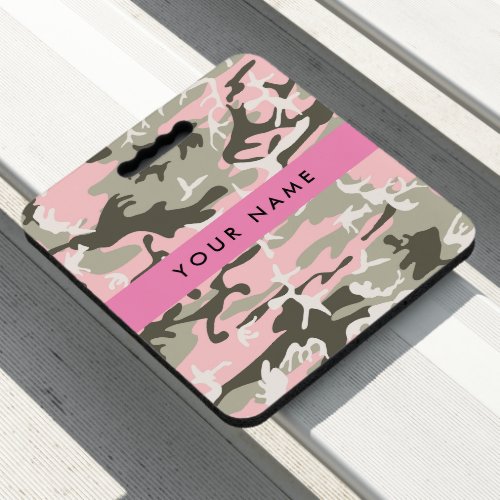 Pink and Green Camouflage Your name Personalize Seat Cushion