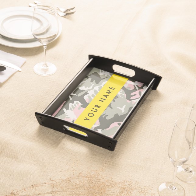 Pink and Green Camouflage Your name Personalize Serving Tray (Front)