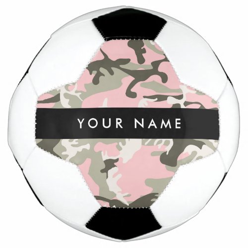 Pink and Green Camouflage Your name Personalize Soccer Ball