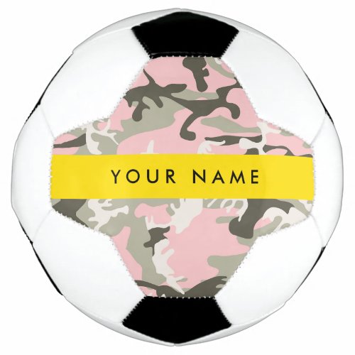 Pink and Green Camouflage Your name Personalize Soccer Ball