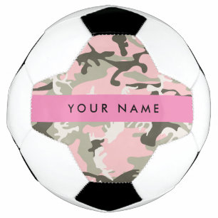 Pink and Green Camouflage Your name Personalize Soccer Ball