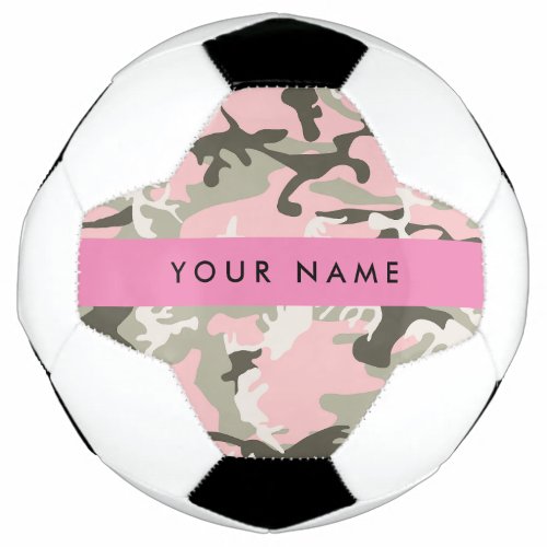 Pink and Green Camouflage Your name Personalize Soccer Ball