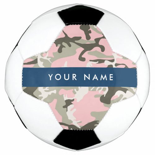 Pink and Green Camouflage Your name Personalize Soccer Ball