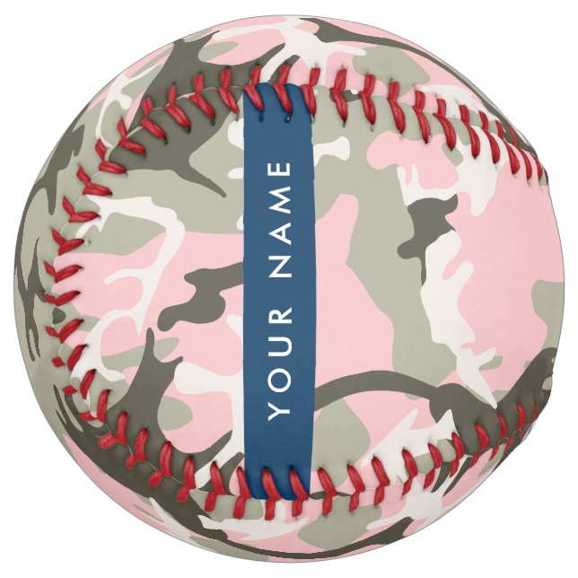 Pink and Green Camouflage Your name Personalize Softball (Front Left)