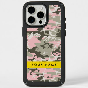 Pink and Green Camouflage Your name Personalize iPhone 15 Pro Max Case