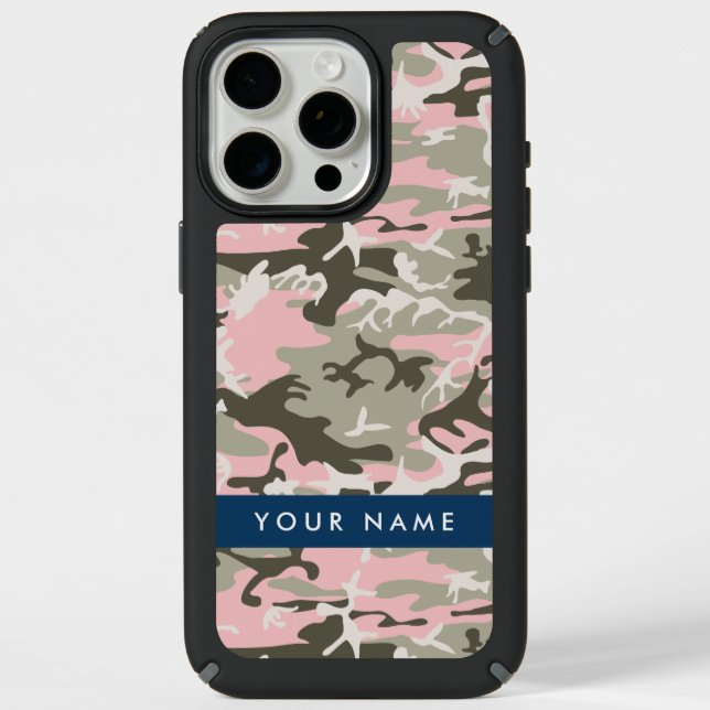 Pink and Green Camouflage Your name Personalize Speck iPhone Case (Front)