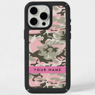 Pink and Green Camouflage Your name Personalize iPhone 15 Pro Max Case