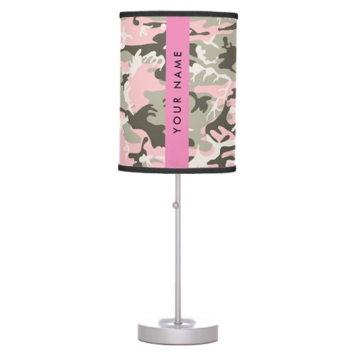 Pink and Green Camouflage Your name Personalize Table Lamp