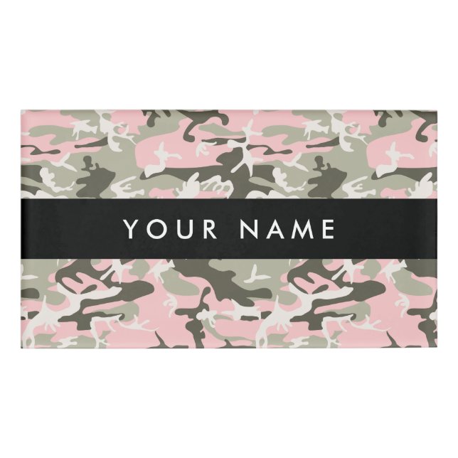 Pink and Green Camouflage Your name Personalize Tag (Front)