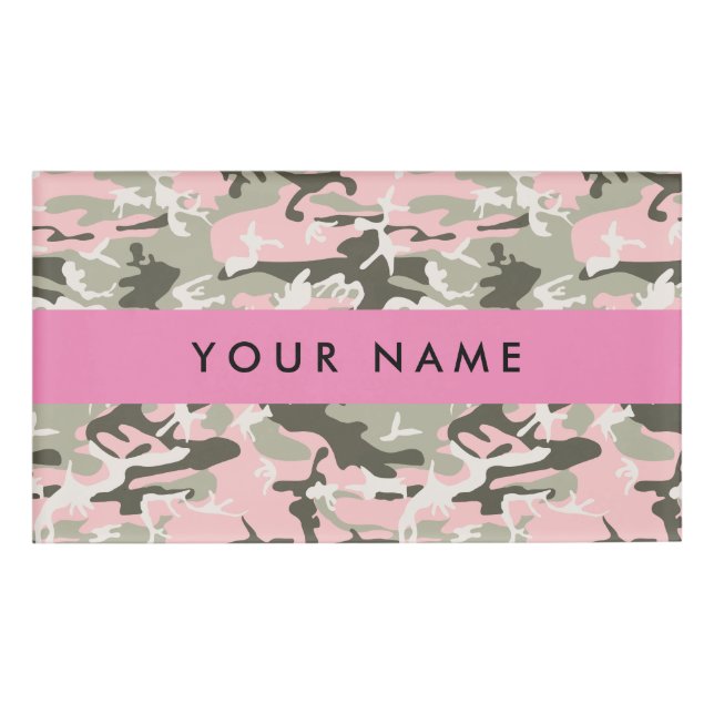 Pink and Green Camouflage Your name Personalize Tag (Front)